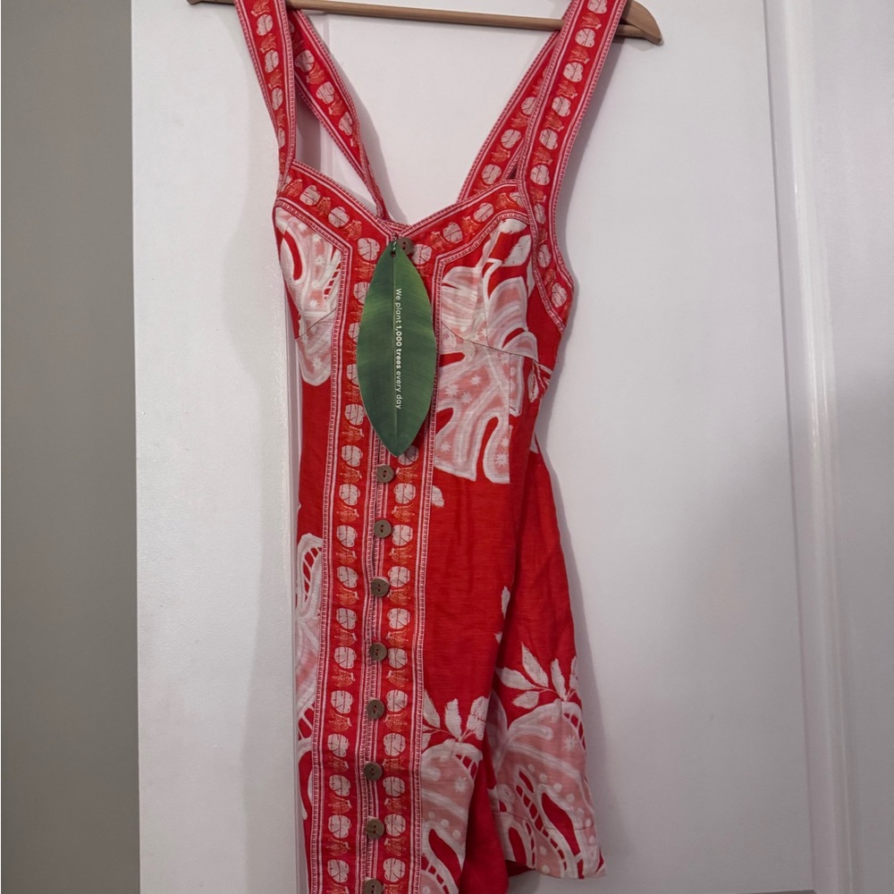 Lace Monstera Red Dress - Picture 3 of 4